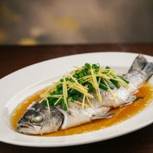 Pescado al Vapor con Jengibre y Cebollina